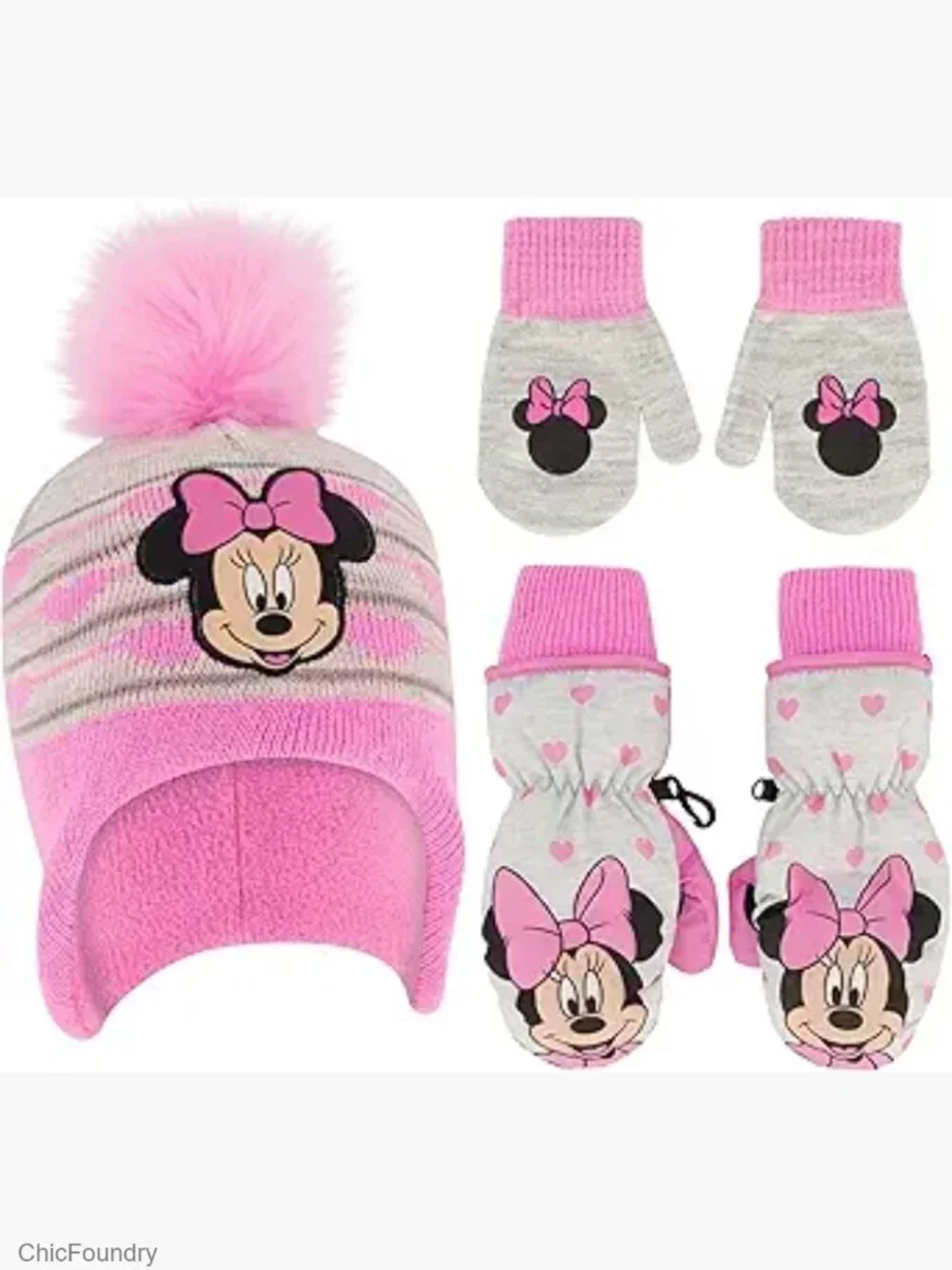 Disney Minnie Mouse Winter Hat & Mitten Set for Toddler Girls Ages 2-4